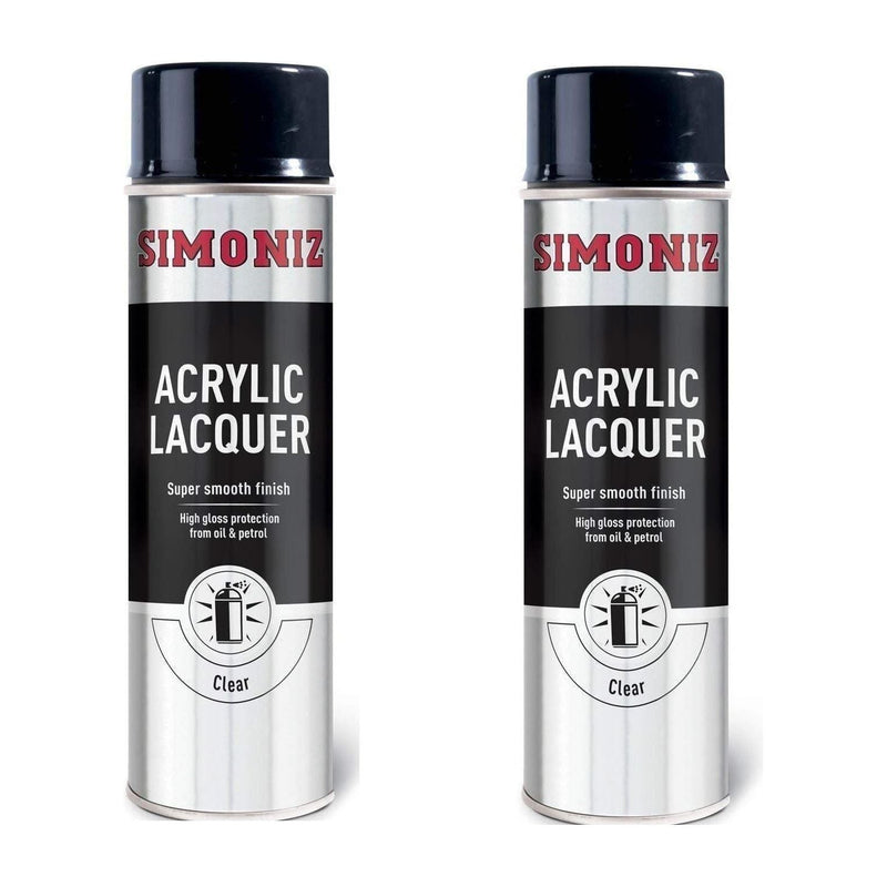 6 x Simoniz Large Clear Lacquer Acrylic Gloss Aerosol Spray Paint 500ml SIMP22D Simoniz - Dynamic Drive