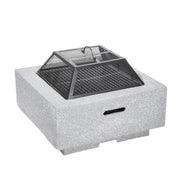Dellonda Square Fire Pit with BBQ Grill Safety Mesh Screen Fire Poker Light Grey Dellonda - Dynamic Drive
