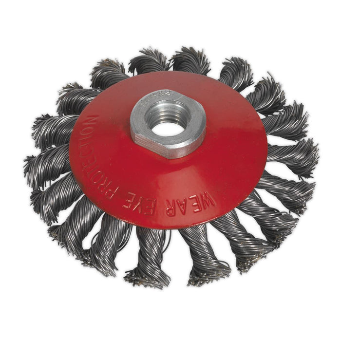 Sealey Conical Wire Brush 100mm M14 x 2mm CWB101 Sealey  - Dynamic Drive