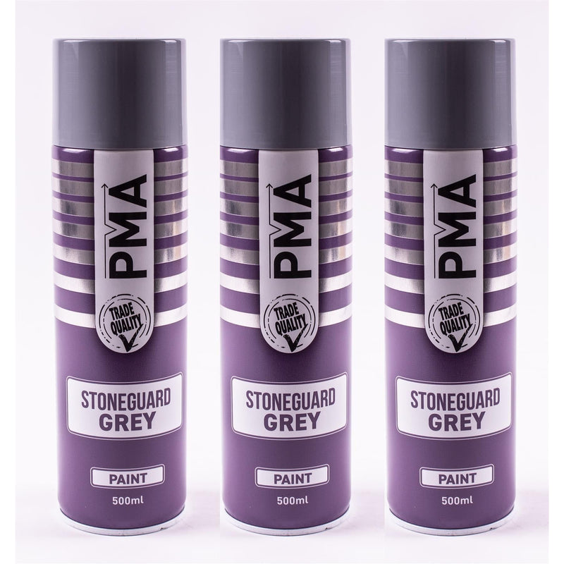 3 x PMA Professional Stone Guard Grey 500ml Spray Paint High Coverage PMA - Dynamic Drive