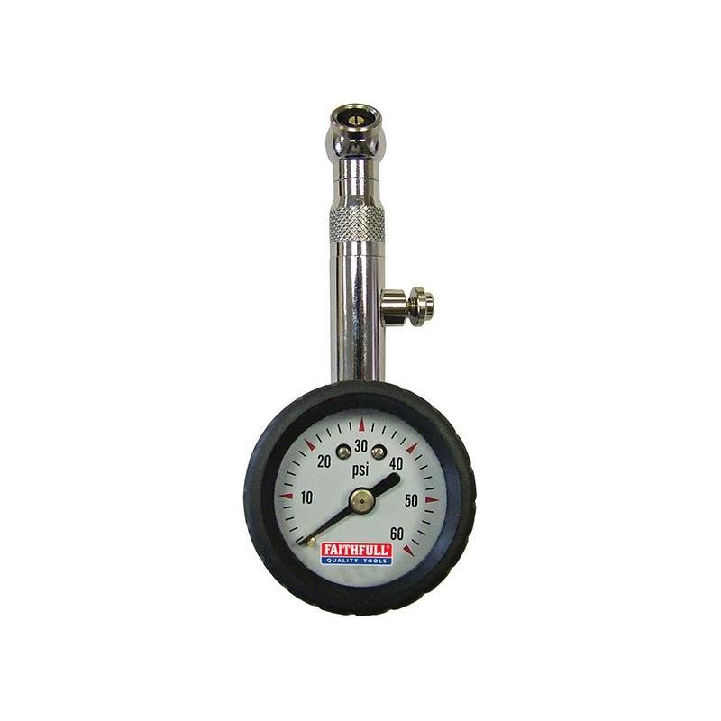 Faithfull Tyre Pressure Dial Gauge 60 psi Faithfull - Dynamic Drive