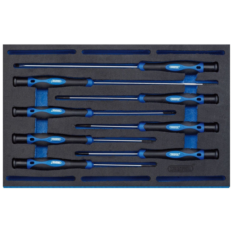 Draper Extra Long Precision Screwdriver Set in 1/4 Drawer EVA Insert Tray (8 Pie Draper - Dynamic Drive