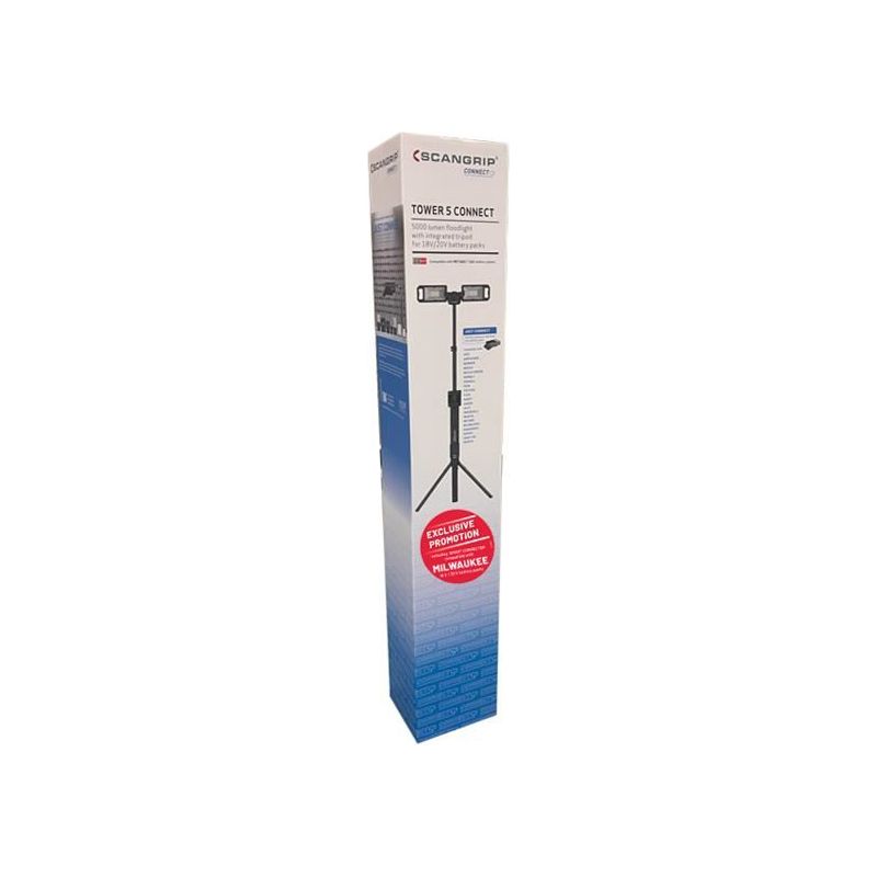 Scangrip® TOWER 5 CONNECT Floodlight with Milwaukee CONNECT 18V Bare Unit SCANGRIP® - Dynamic Drive