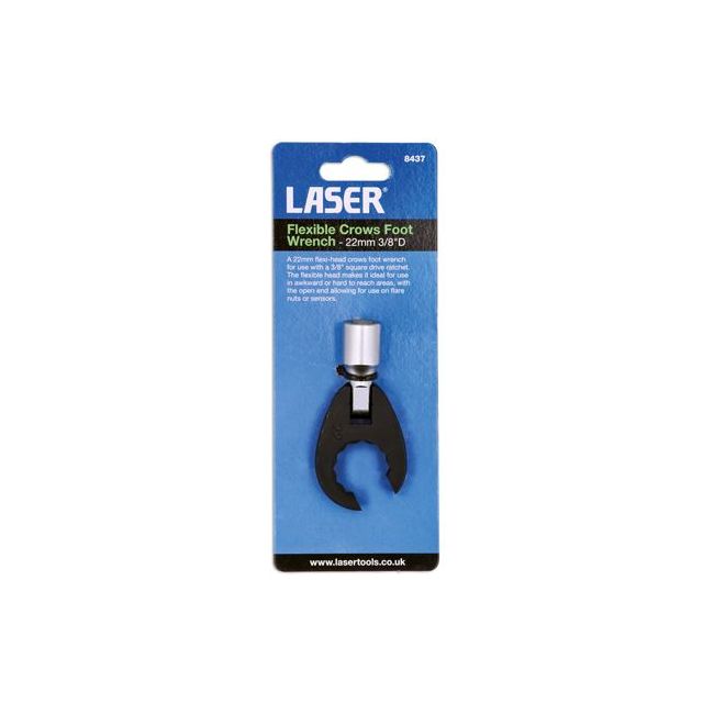 Laser Flexible Crows Foot Wrench 22mm 3/8"D 8437 Laser - Dynamic Drive