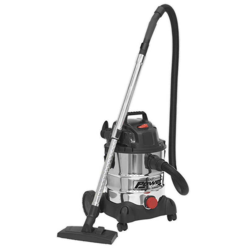 Sealey Vacuum Cleaner Industrial Wet & Dry 20L 1250W/230V Stainless Drum PC200SD Sealey - Dynamic Drive