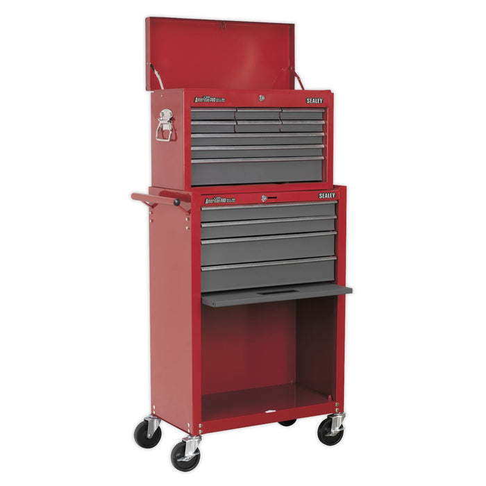 Sealey Topchest & Rollcab Combination 13 Drawer w Ball-Bearing Slides Red/Grey Sealey  - Dynamic Drive