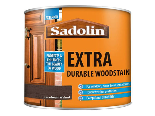 Sadolin Extra Durable Woodstain Jacobean Walnut 500ml Sadolin - Dynamic Drive