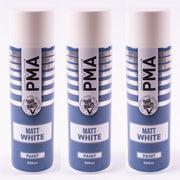 3 x PMA Aerosol Spray Paint Matt White Acrylic High Coverage 500ml PMA - Dynamic Drive