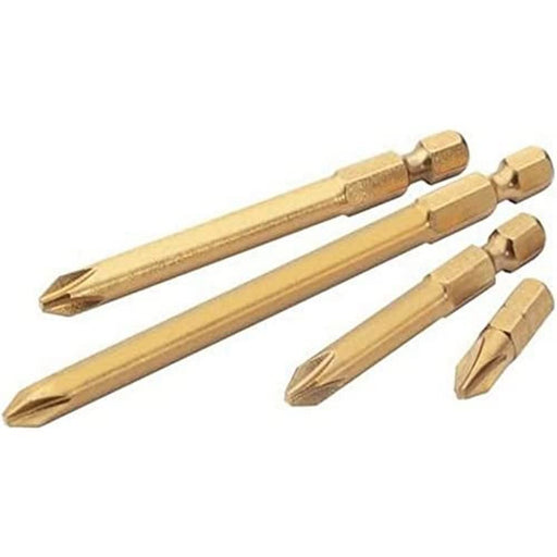 Draper No.3 1/4" Hex Cross Slot Titanium Nitride Coated Insert Bit 100mm Long x Draper - Dynamic Drive