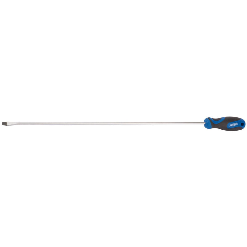 Draper Extra Long Reach Soft Grip Plain Slot Screwdriver, 6.0 x 450mm 53508 Draper - Dynamic Drive