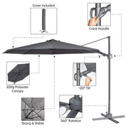Dellonda Cantilever Parasol with 360 Rotation, Tilt & Cover 3m - Grey Dellonda - Dynamic Drive