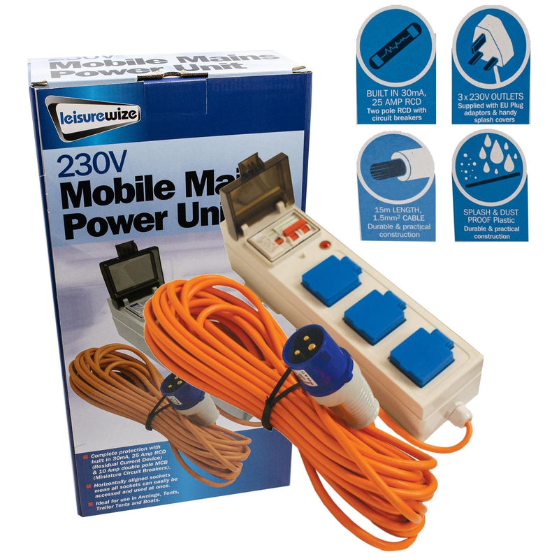 3 Way Mobile Mains Power Unit Leisurewize - Dynamic Drive