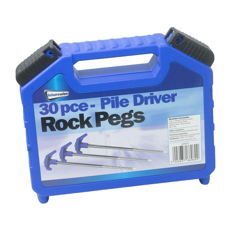 30 x Pile Driver Rock Pegs Caravan Tent Awning Thread Steel Drill by Streetwize Leisurewize - Dynamic Drive