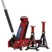 Sealey Trolley Jack 3 Tonne Standard Chassis with AXLe Stands (Pair) 3tonne Capa Sealey - Dynamic Drive