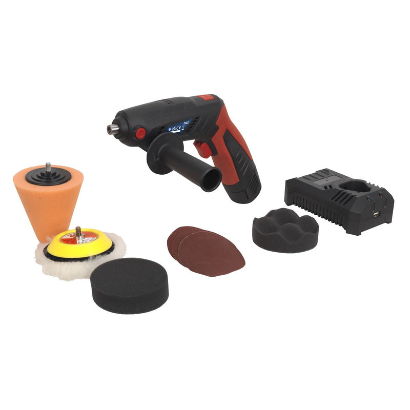 Sealey Cordless Mini Sander Polisher Kit 75mm 12V Lithium-ion Car Detailing Sealey  - Dynamic Drive