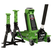 Sealey Trolley Jack 3 Tonne with Super Rocket Lift & AXLe Stands (Pair) 3 Tonne Sealey - Dynamic Drive