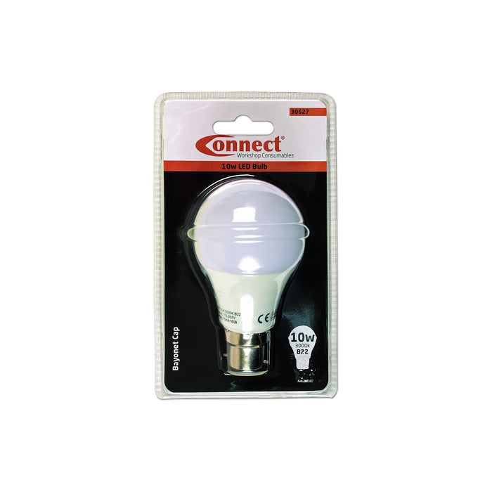Connect 10W LED Bulb 3000K B22 Bayonet Fitting Warm White 1pc 30627 Tool Connection - Dynamic Drive