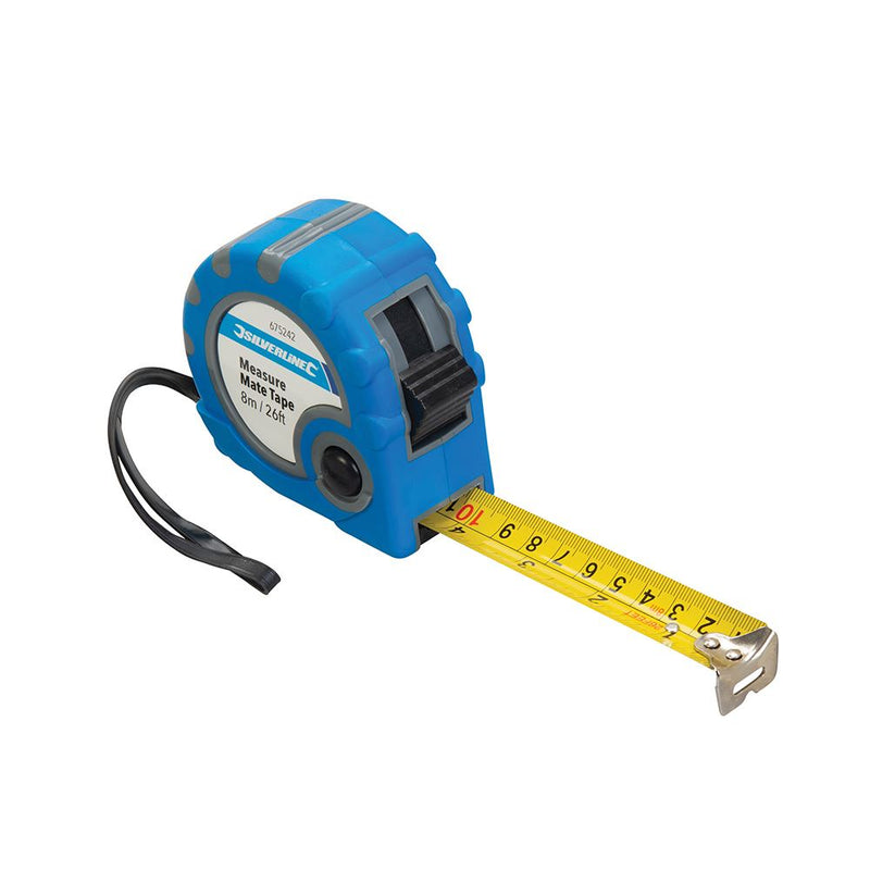 Silverline Measure Mate Tape 8m / 26ft x 25mm Silverline - Dynamic Drive