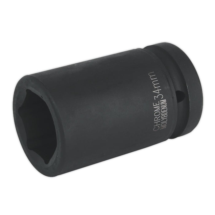 Sealey Impact Socket 34mm Deep 1"Sq Drive IS134D Sealey - Dynamic Drive