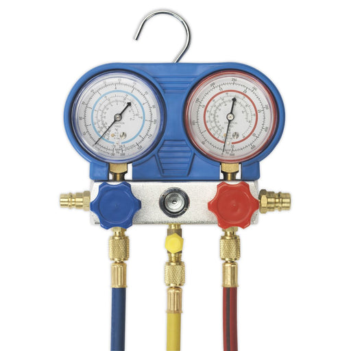 Sealey Air Conditioning System Manifold with Sight Glass VSAC002 Sealey - Dynamic Drive