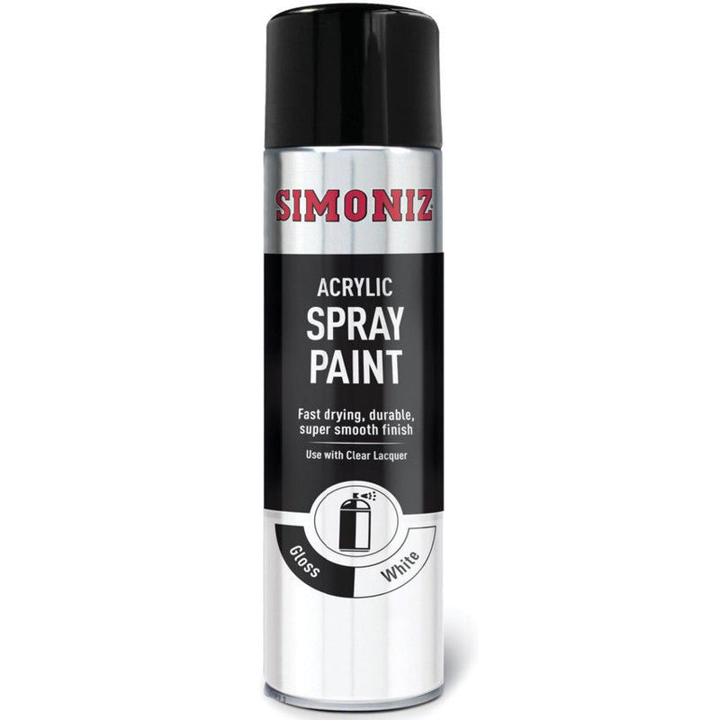Simoniz Large Gloss White Acrylic Aerosol Auto Car Spray Paint 500ml SIMP18D Simoniz - Dynamic Drive