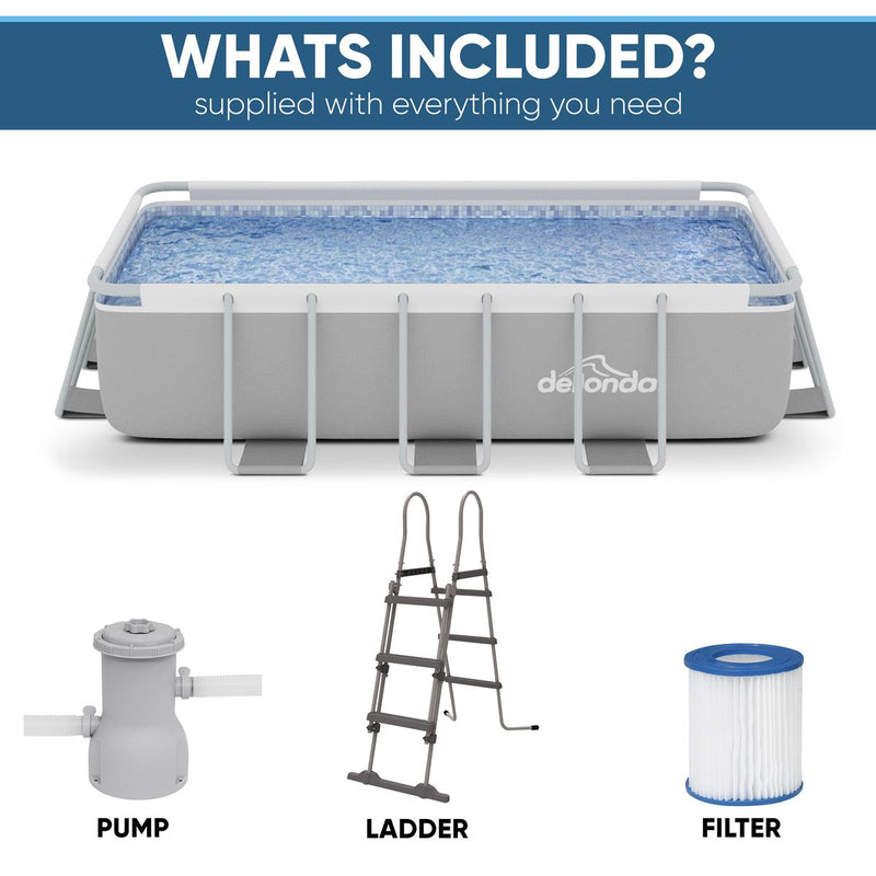Dellonda Deluxe Steel Frame Swimming Pool with Filter Pump 13ft DL21 Dellonda - Dynamic Drive