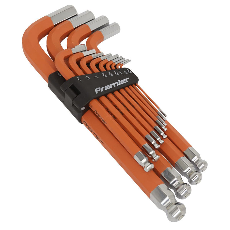 Sealey Jumbo Ball-End Hex Key Set 13pc Anti-Slip Imperial AK71870 Sealey - Dynamic Drive