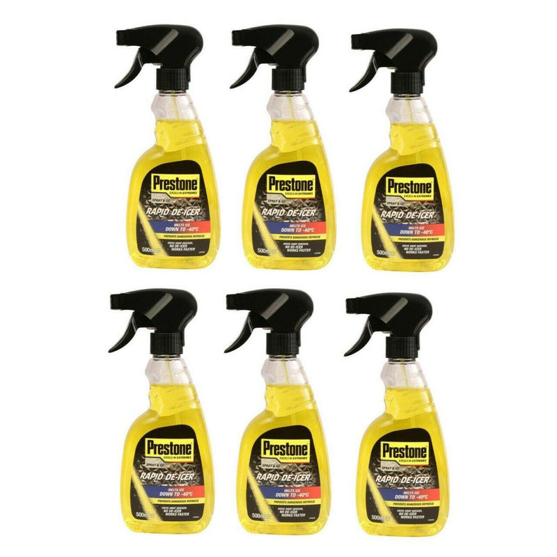 6x PRESTONE De-Icer 500ml Melts Windscreen Ice, Frost & Snow Fast -40c Deicer Prestone  - Dynamic Drive