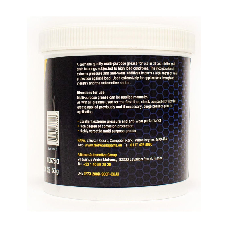 2x NAPA Multi Purpose Wheel Bearing Grease 500g Lithium LM2 TUB NAPA - Dynamic Drive