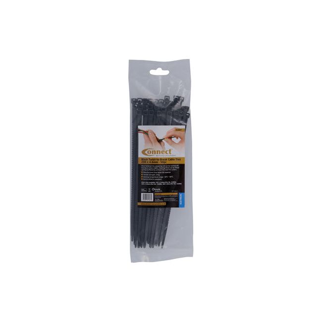Connect Black Twist-to-Break Cable Tie 200mm x 4.6mm 50pc Connect - Dynamic Drive