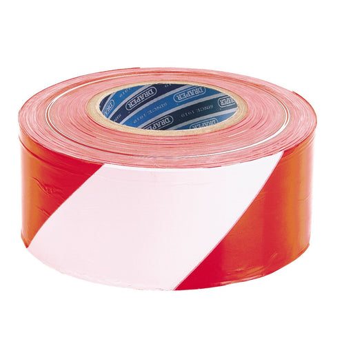 Draper Barrier Tape Roll, 75mm x 500m, Red and White 66041 Draper - Dynamic Drive