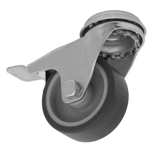 Sealey Medium-Duty Thermoplastic Bolt Hole Caster Wheel with Total Lock50mm Trad Sealey - Dynamic Drive