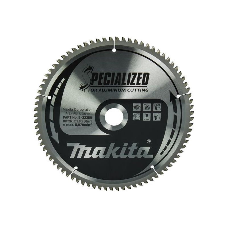 Makita B-33386 Specialized Aluminium Saw Blade 260 x 30mm x 80T Makita - Dynamic Drive