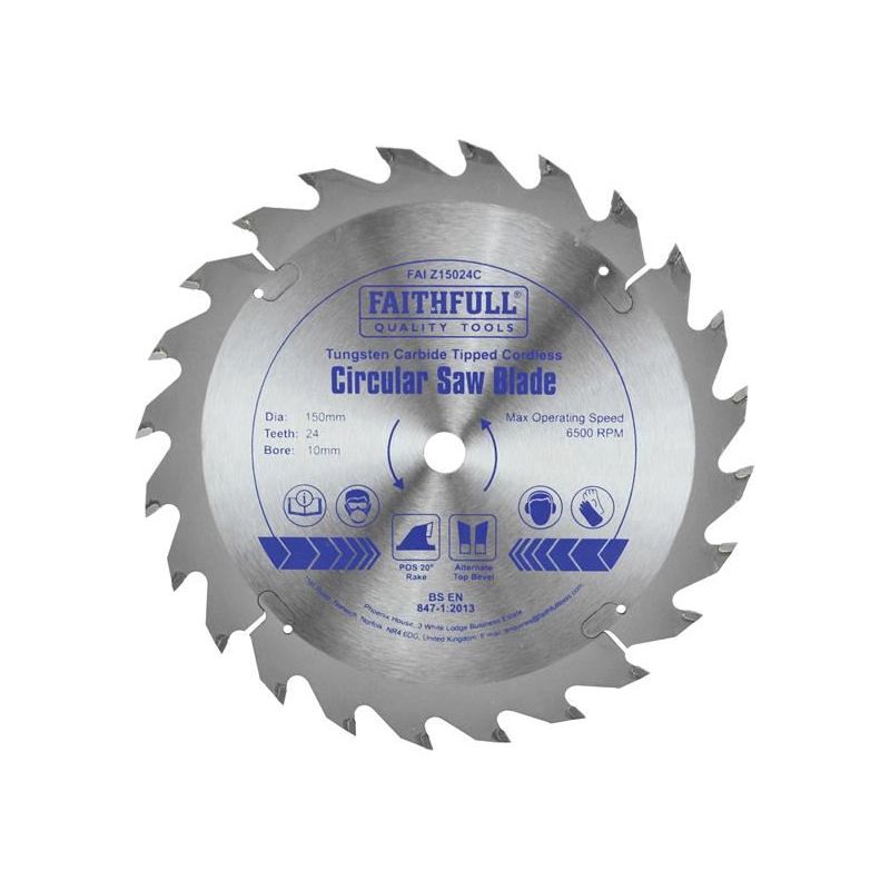Faithfull TCT Cordless Trimsaw Blade 150 x 10mm x 24T POS Faithfull - Dynamic Drive