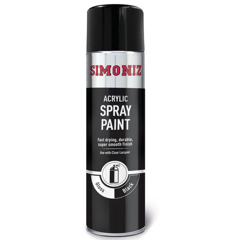 Simoniz Large Gloss Black Acrylic Aerosol Auto Car Spray Paint 500ml SIMP15D Simoniz - Dynamic Drive