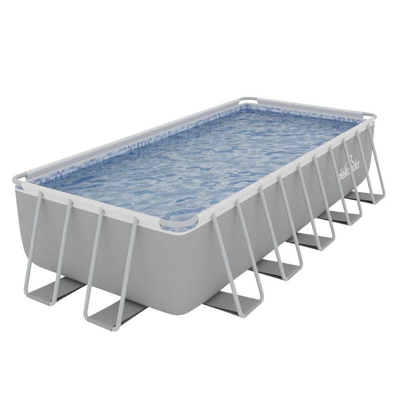 Dellonda Steel Frame Rectangular Swimming Pool - Step Ladder & Filter Pump 21ft Dellonda - Dynamic Drive