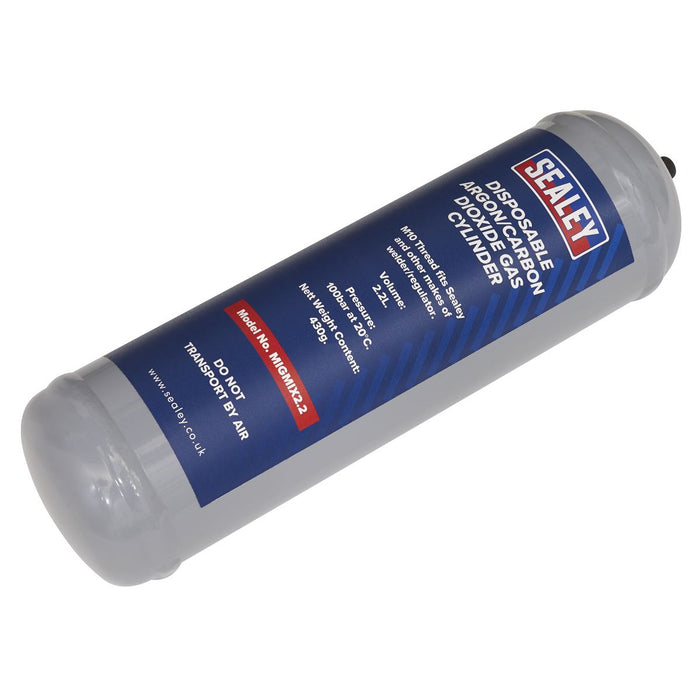 Sealey Disposable Argon/Carbon Dioxide Gas Cylinder 430g MIGMIX2.2 Sealey - Dynamic Drive