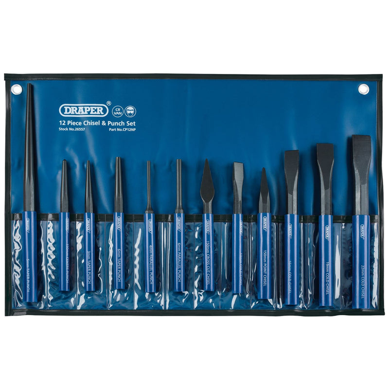 Draper Cold Chisel and Punch Set (12 Piece) 26557 Draper - Dynamic Drive