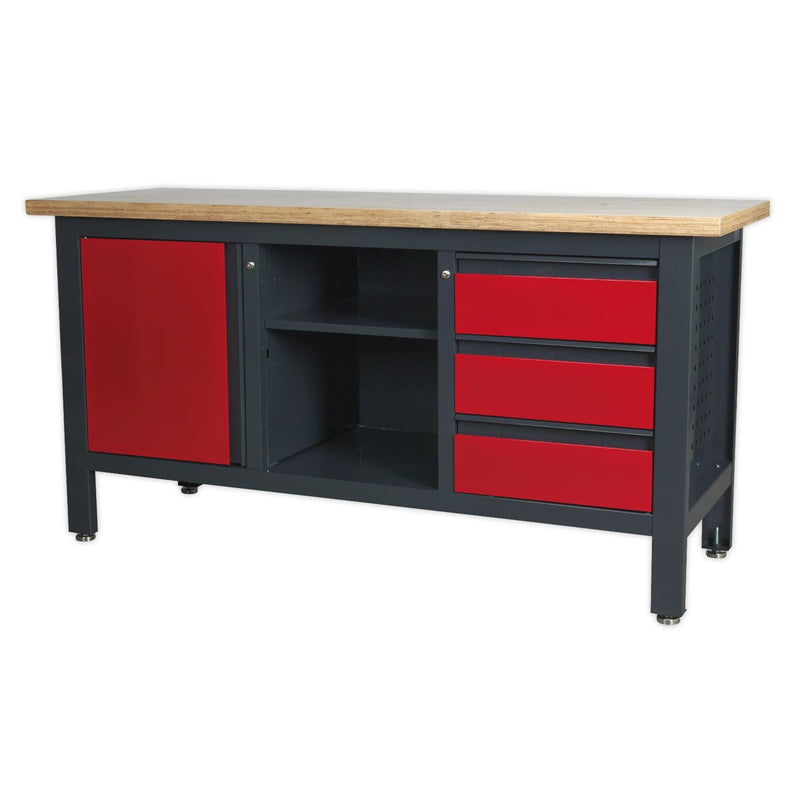 Sealey Workstation with 3 Drawers 1 Cupboard & Open Storage AP1905B Sealey - Dynamic Drive