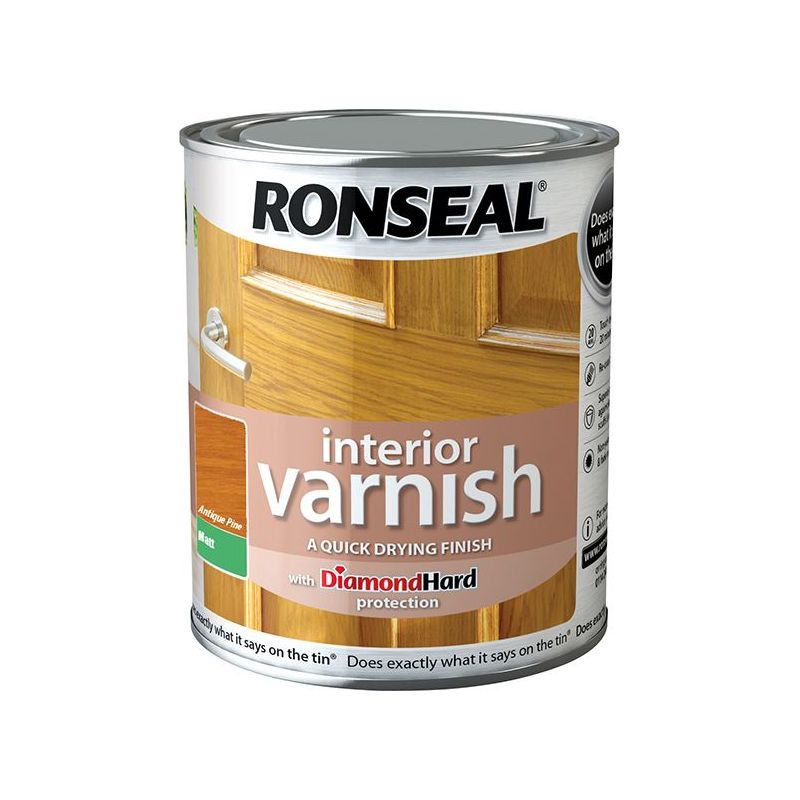 Ronseal Interior Varnish Quick Dry Matt Antique Pine 750ml Ronseal - Dynamic Drive
