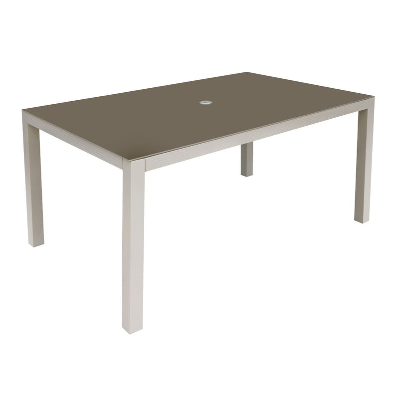Dellonda Aluminium Garden Dining Table with Tempered Glass & Parasol Hole Dellonda - Dynamic Drive