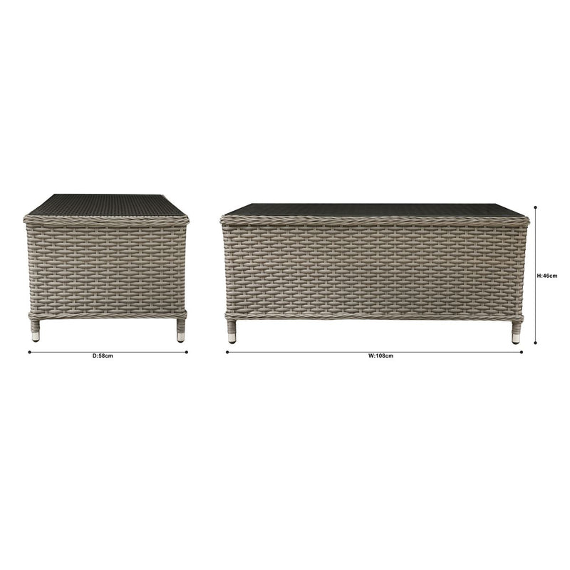 Dellonda Chester Rattan Wicker Outdoor Balcony Table with Tempered Glass Top Dellonda - Dynamic Drive
