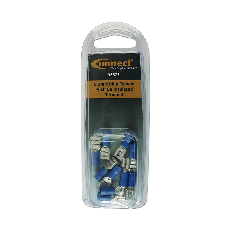 Tool Connection Blue Female Push On Insulated Terminal 6.3mm 10pc 36872 Tool Connection - Dynamic Drive