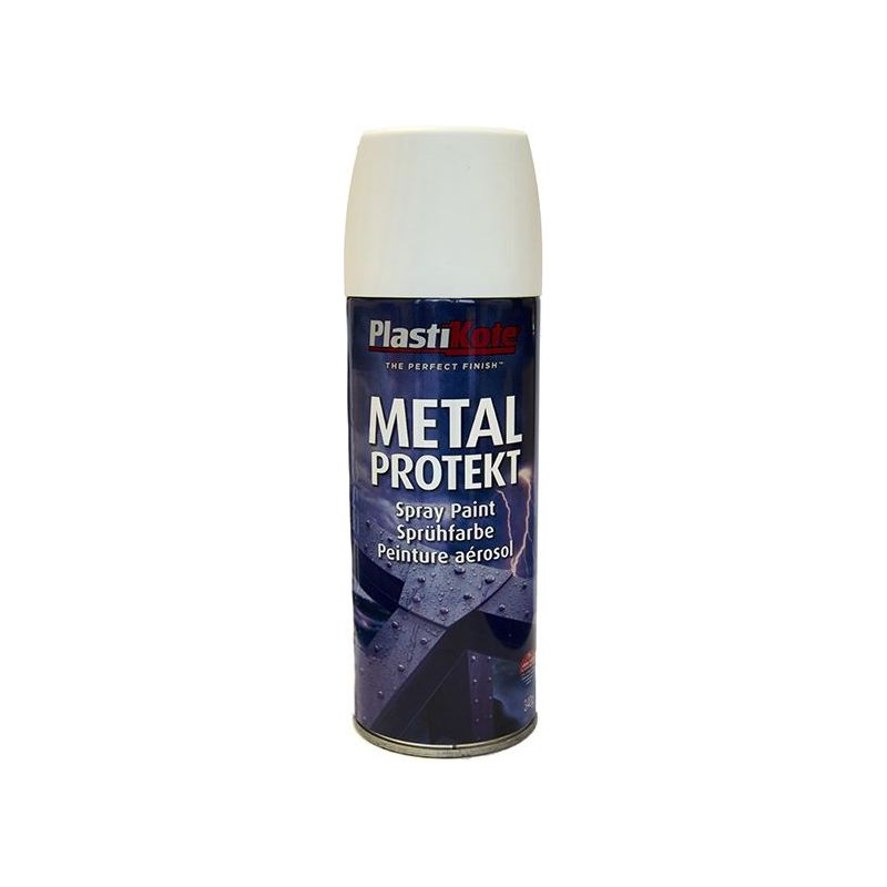 Plastikote Metal Protekt Spray Satin White 400ml PlastiKote - Dynamic Drive