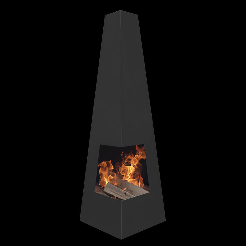 Dellonda Chiminea Wood Burner Heater for Outdoors W45cm x H150cm - Black Steel Dellonda  - Dynamic Drive