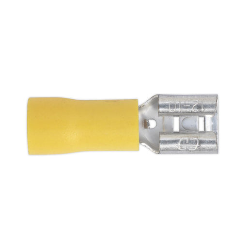 Sealey Push-On Terminal 6.3mm Female Yellow Pack of 100 YT13 Sealey - Dynamic Drive