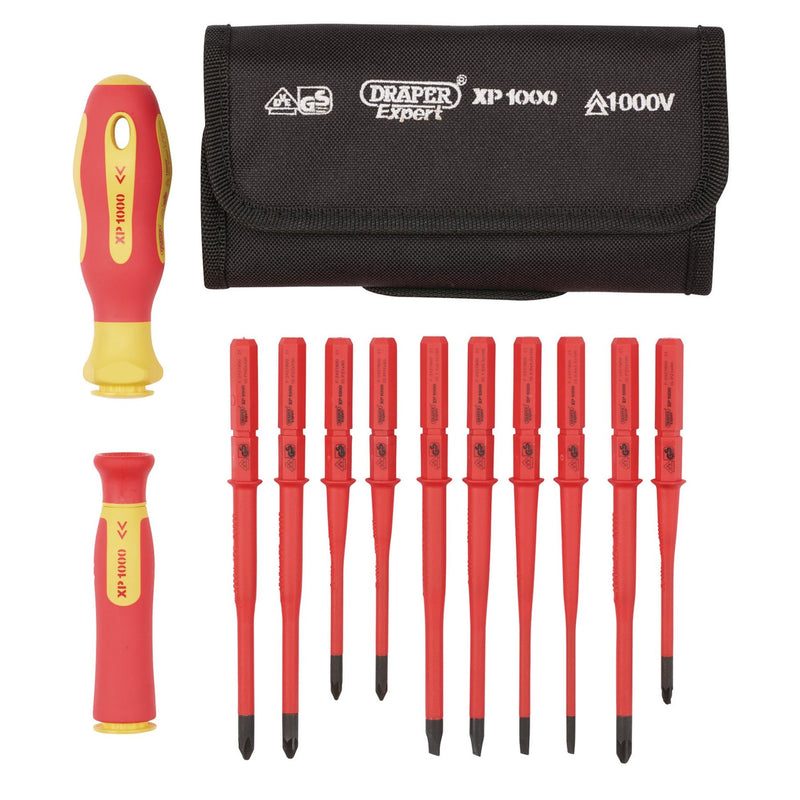Draper XP1000 VDE Slimline Interchangeable Screwdriver Set (12 Piece) Draper - Dynamic Drive