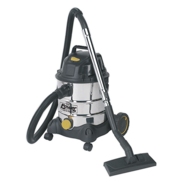 Sealey Vacuum Cleaner Ind Wet & Dry 20L 1250W/110V Stainless Drum PC200SD110V Sealey  - Dynamic Drive