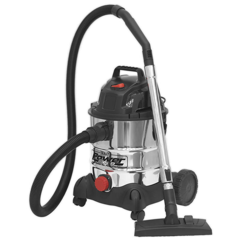 Sealey Vacuum Cleaner Industrial Wet & Dry 20L 1250W/230V Stainless Drum PC200SD Sealey - Dynamic Drive