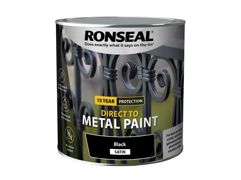 Ronseal Direct to Metal Paint Black Satin 2.5 litre Ronseal - Dynamic Drive